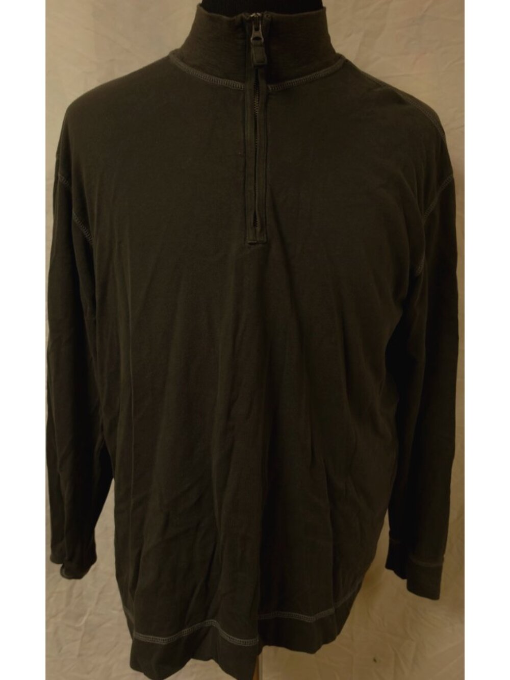 Red Head Elite Mens Grey Quarter Zip Pullover Long Sleeve Rib Heavy Shirt (L)